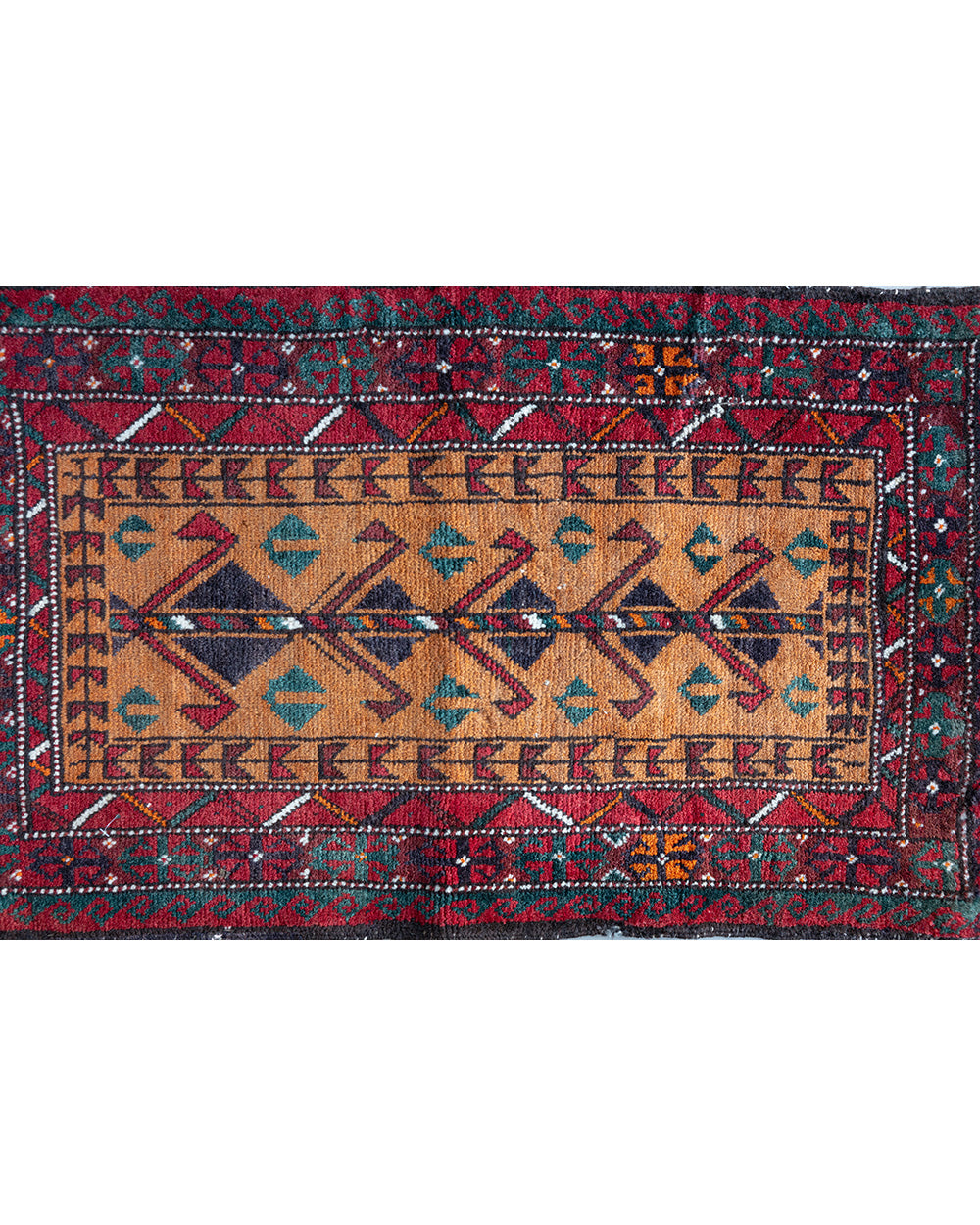 トライバルラグ 95×85cm 【GR/RED/OR】