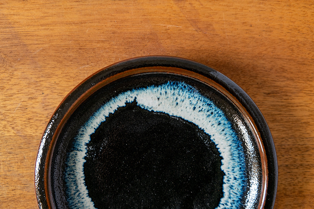 ゆず天目白流し 括り手4寸皿