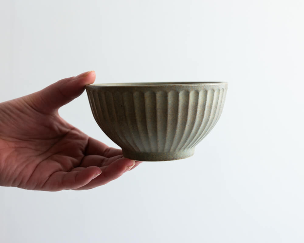 しのぎ軽量茶碗 灰