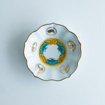 縦筋焼物皿 茶いぶし