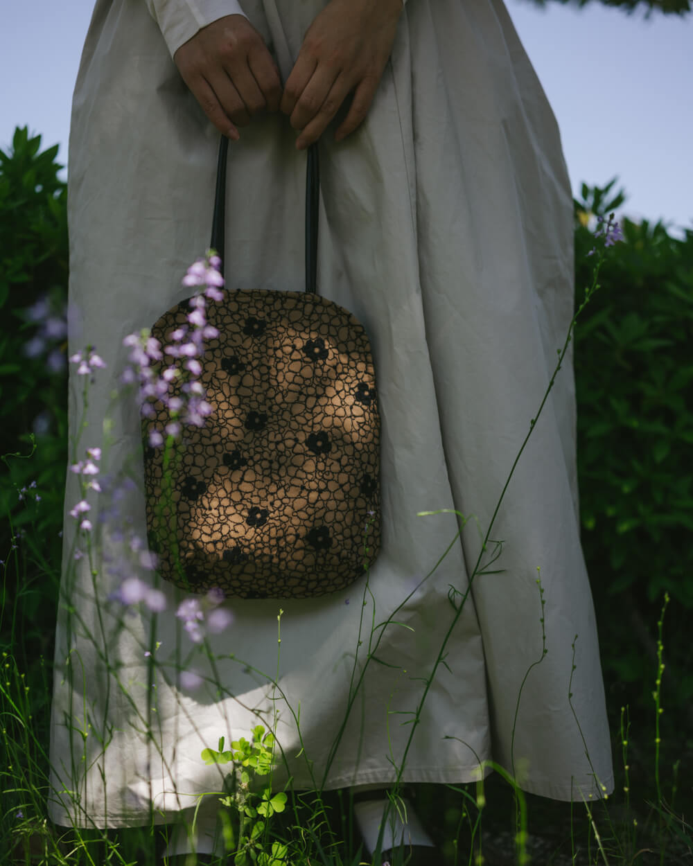 あじさい刺繍miniバッグ (BR)