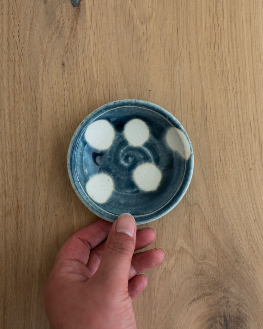 薬味小皿 青水玉
