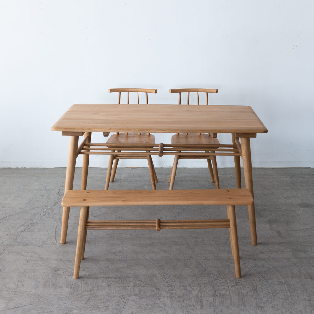 【展示品廃盤特価】Cielo ダイニング4点セット テーブル / チェア×2 / ベンチ(ホワイトオーク無垢材 オイル仕上げ)