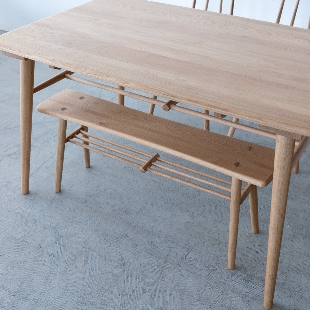 【展示品廃盤特価】Cielo ダイニング4点セット テーブル / チェア×2 / ベンチ(ホワイトオーク無垢材 オイル仕上げ)