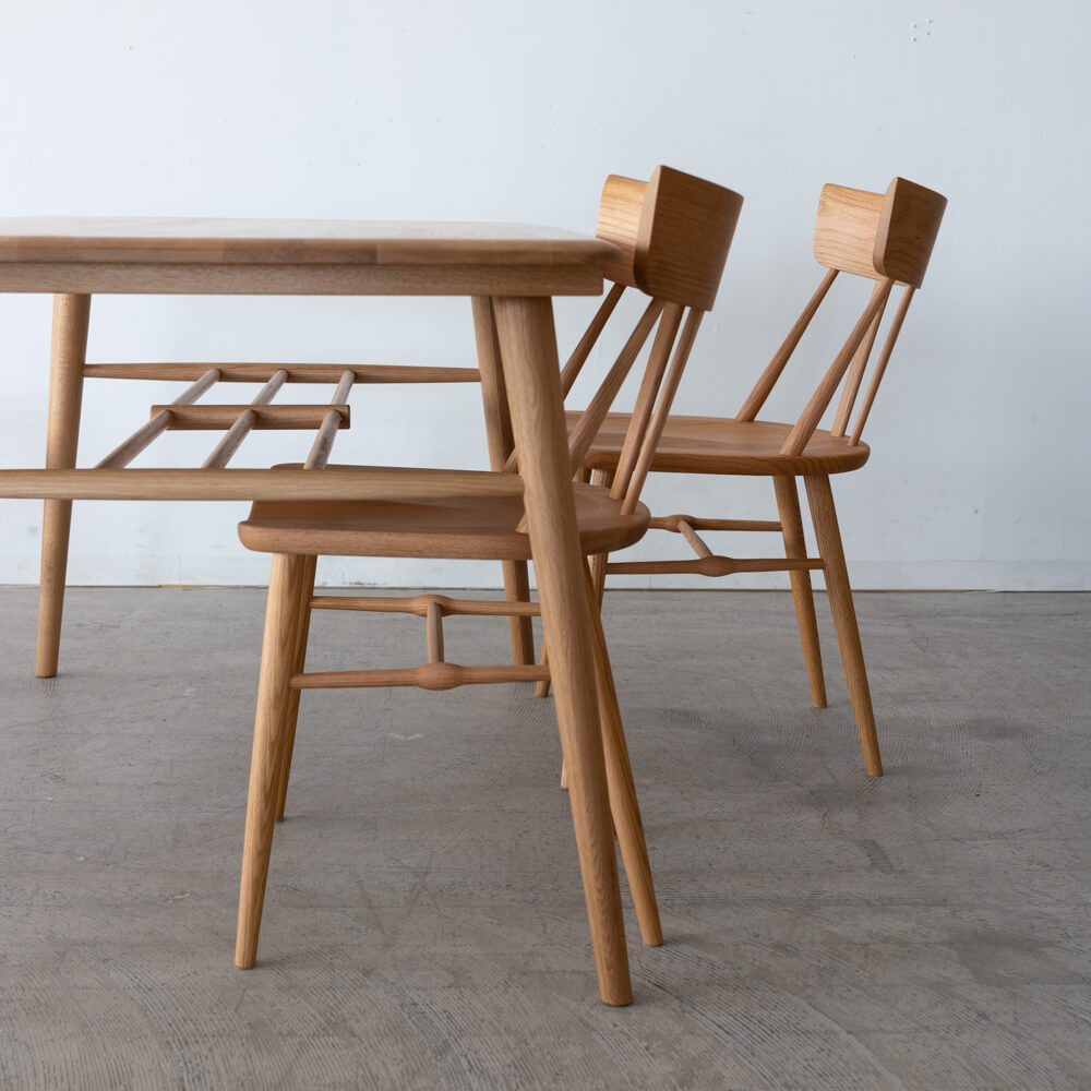 【展示品廃盤特価】Cielo ダイニング4点セット テーブル / シンチェア×2 / ベンチ(ホワイトオーク無垢材 オイル仕上げ)