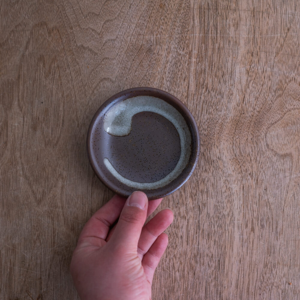 茶白流し 3寸皿