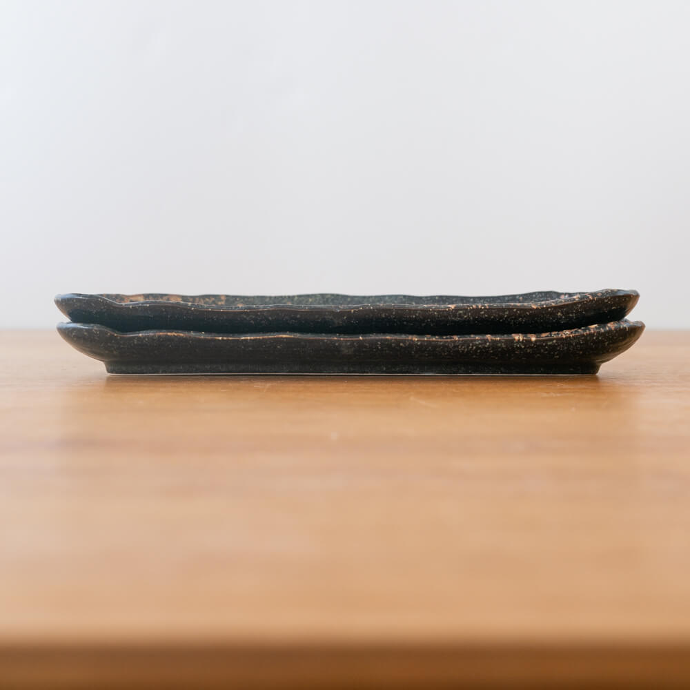 吹備前 半月長皿