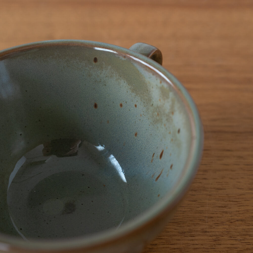しのぎスープマグ (灰緑クリア)