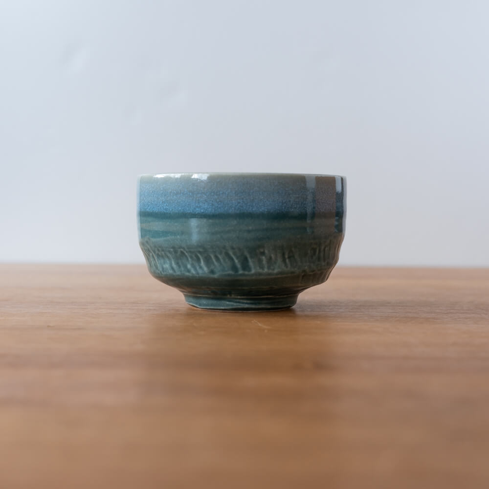 青グレー塗分 抹茶碗