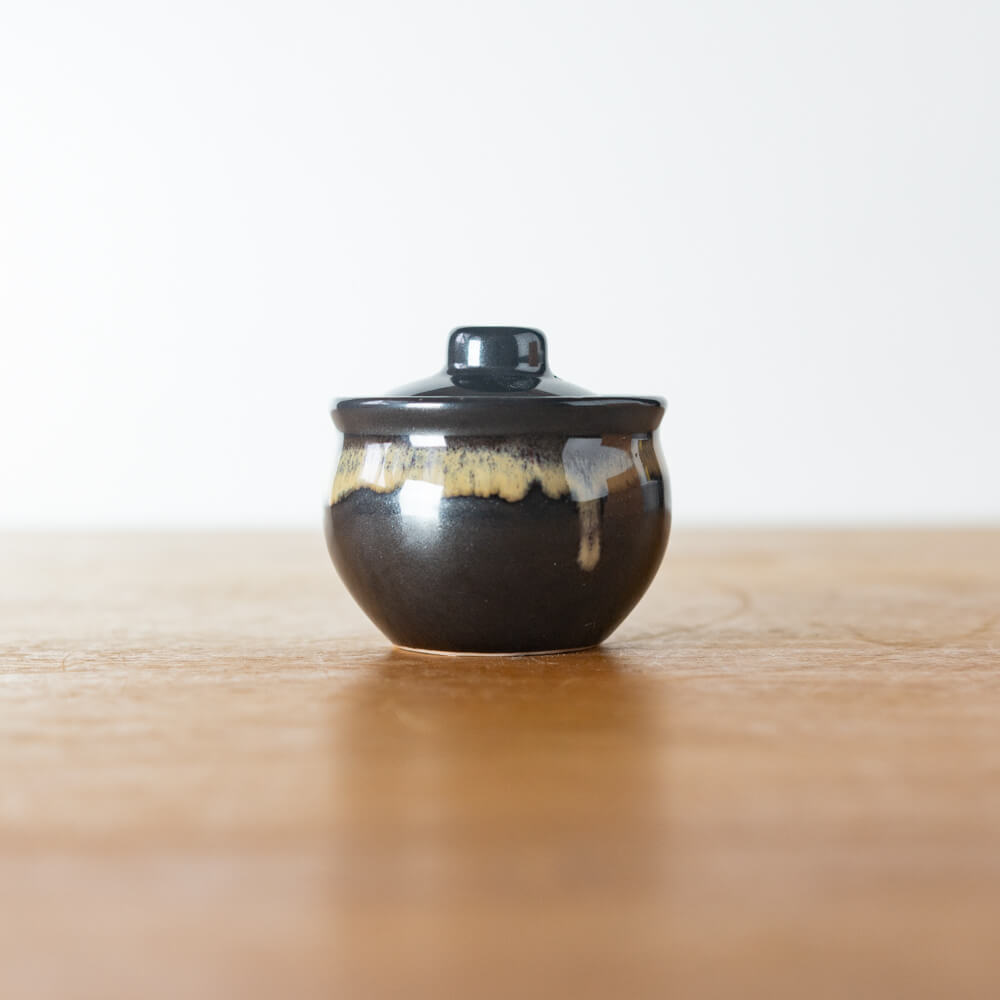 【WEB限定】黒流し7cm蓋付き壺 -器市-