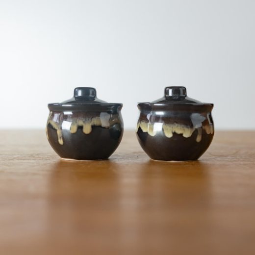 【WEB限定】黒流し7cm蓋付き壺 -器市-