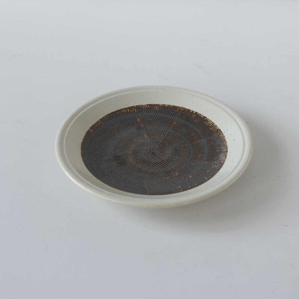 【WEB限定】初雪スリ目紋 円(まどか)6.5皿 -器市-