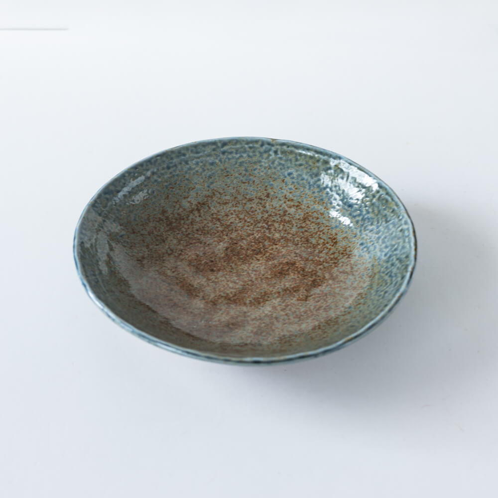 【WEB限定】砂地藍流し 手捻り8寸盛皿 -器市-