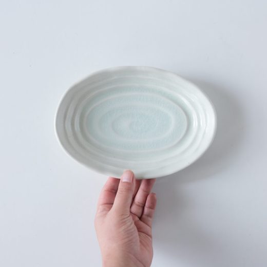 【WEB限定】初氷 20cm楕円鉢 -器市-