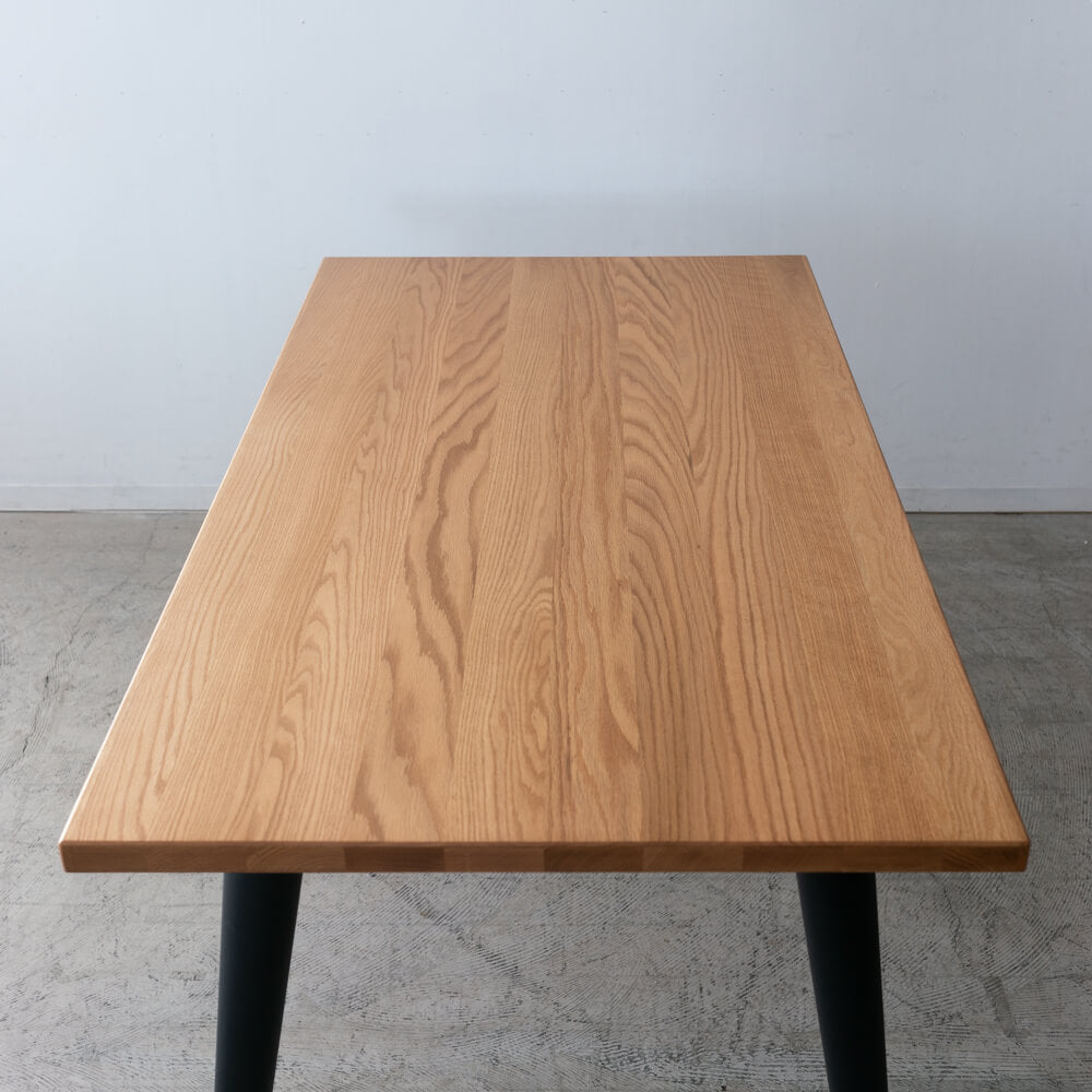【現品SALE】ダイニング5点セット 165cm RECROテーブル 木脚4本脚+Hチェア4脚 オーク材 / ウレタン塗装|HIDAKAGU