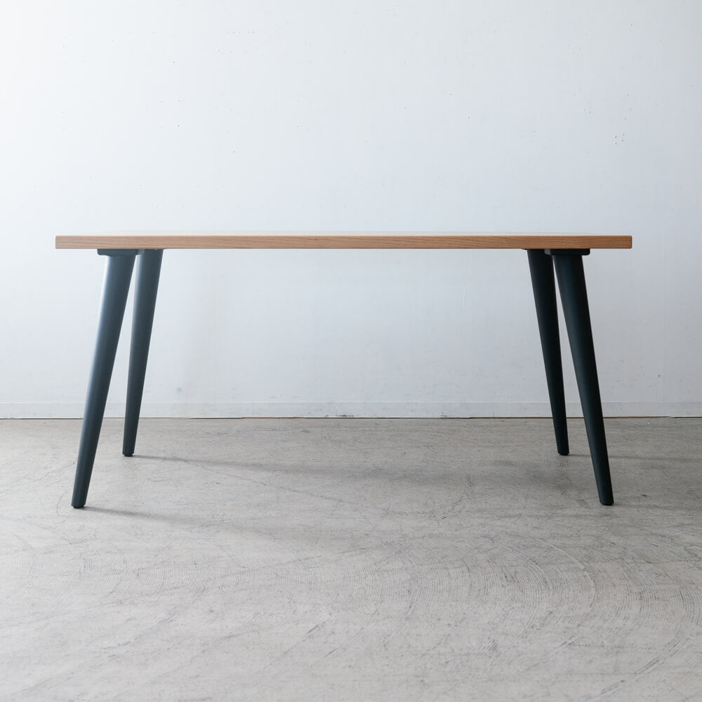 【現品SALE】ダイニング5点セット 165cm RECROテーブル 木脚4本脚+Hチェア4脚 オーク材 / ウレタン塗装|HIDAKAGU