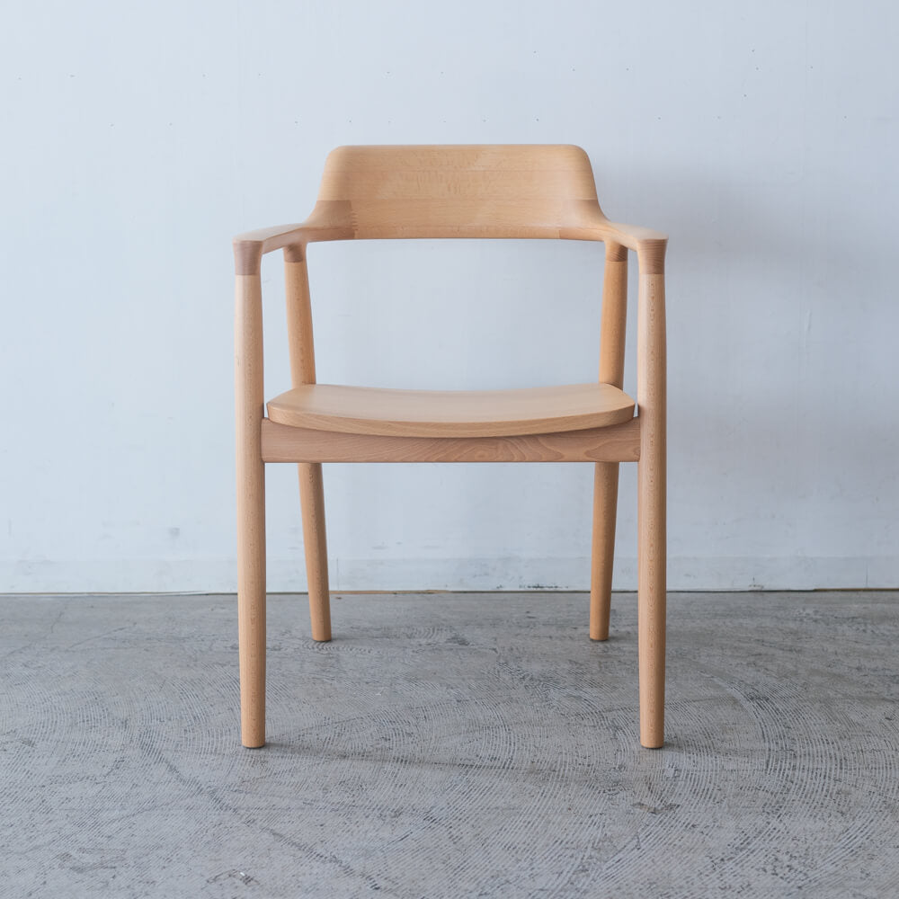【樹種廃番SALE・展示現品】HIROSHIMA アームチェア(板座)アンスチームドビーチ材 NL-0|MARUNI COLLECTION