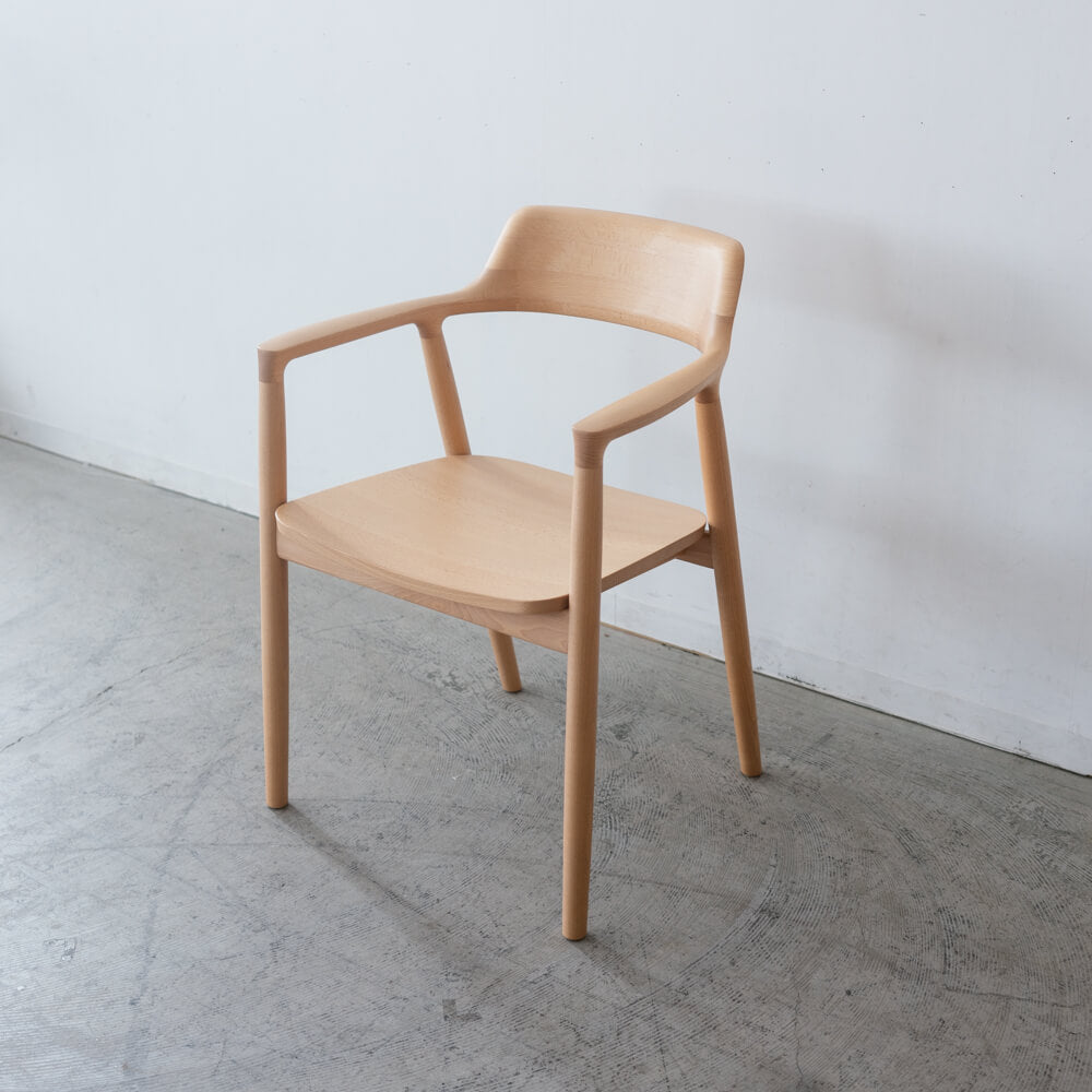 【樹種廃番SALE・展示現品】HIROSHIMA アームチェア(板座)アンスチームドビーチ材 NL-0|MARUNI COLLECTION