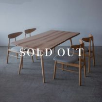 【現品SALE】クルミ材 ハギテーブル W1500+common52 ダイニングチェアC 5点セット
