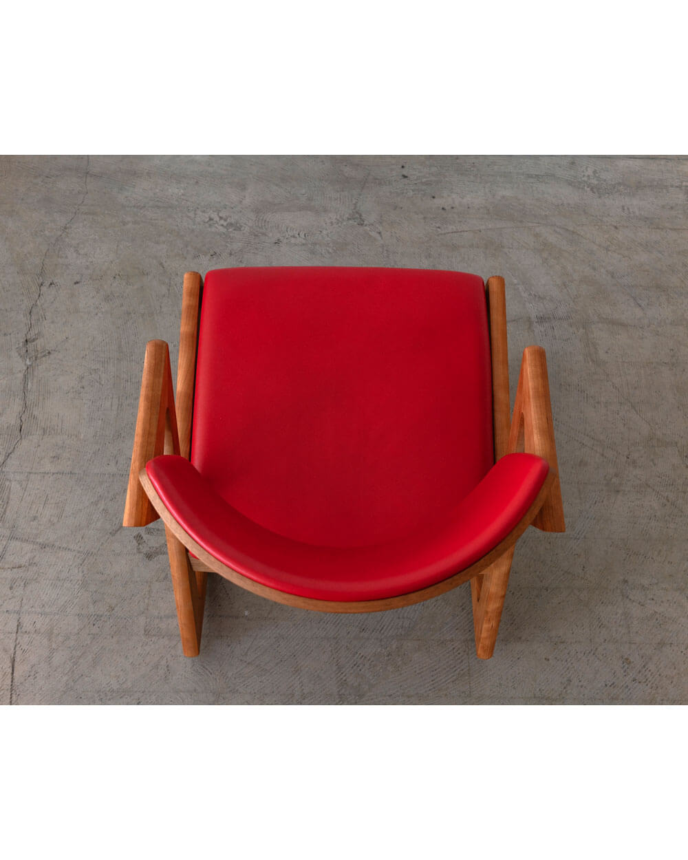 リユース品］ロッキングチェア SWING チェリー材 鹿革（RED）