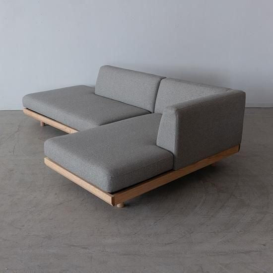 ［期間限定SALE］リトルコロン 1450カウチソファ（R）＋シェーズロング（L）レッドオーク/オーク 張地：ランクO / ブランカGY