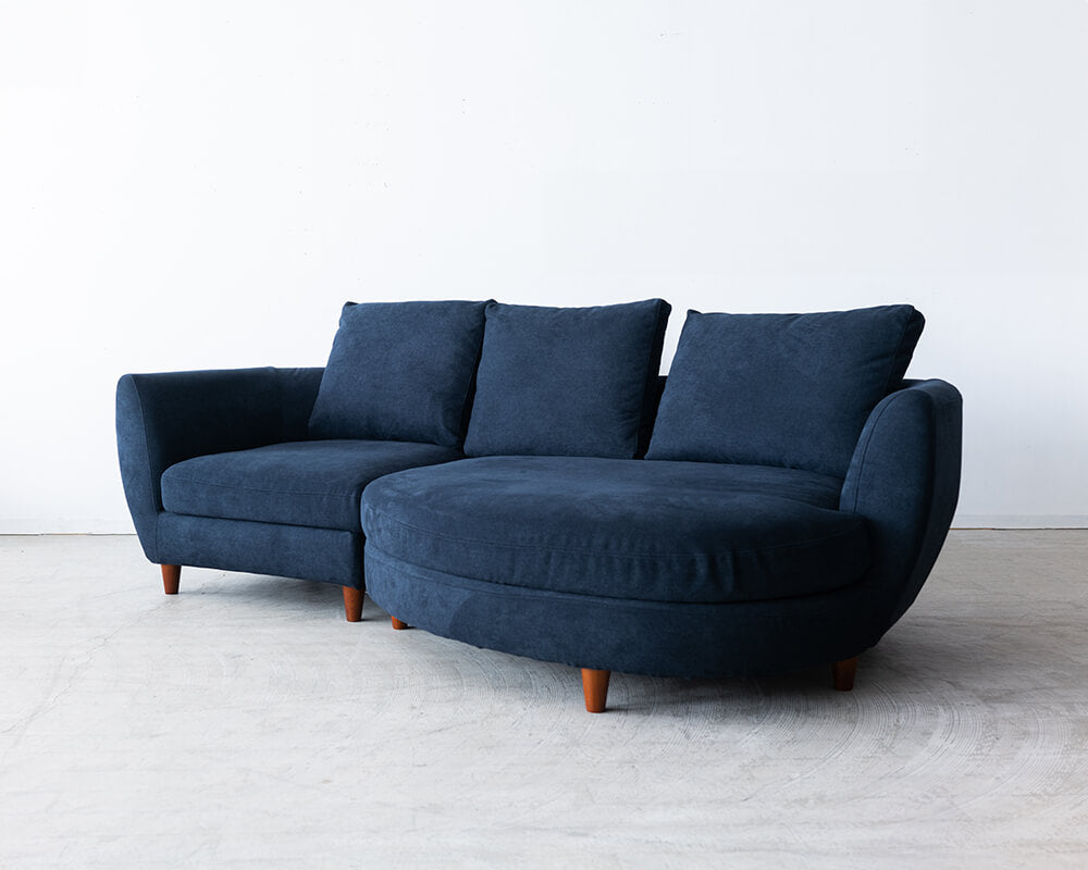 【商談中】［現品SALE］sopo sofa (ソーポソファ)［Large］ルーミーカウチ+ワンソファ セット カプリス9ネイビー （丸脚付き/ブラウン）