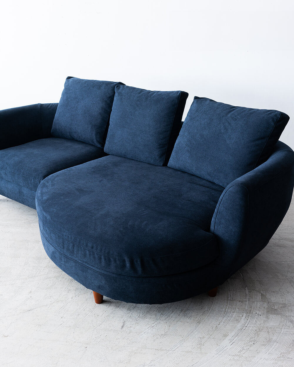 【商談中】［現品SALE］sopo sofa (ソーポソファ)［Large］ルーミーカウチ+ワンソファ セット カプリス9ネイビー （丸脚付き/ブラウン）