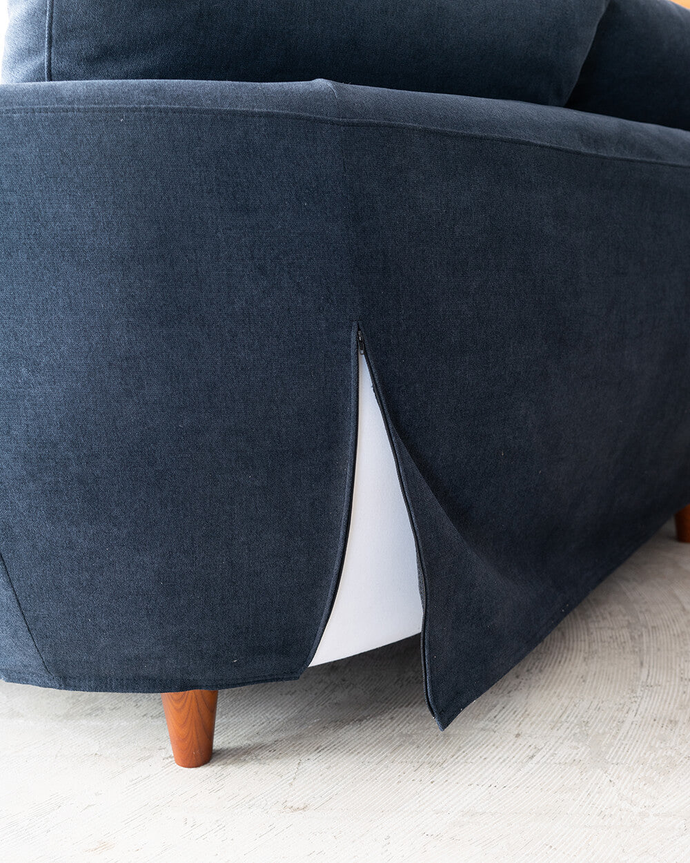 【商談中】［現品SALE］sopo sofa (ソーポソファ)［Large］ルーミーカウチ+ワンソファ セット カプリス9ネイビー （丸脚付き/ブラウン）