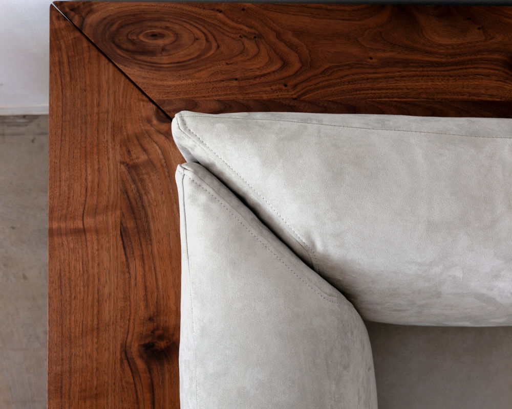 ［現品SALE］KOMEUSソファベッド ウォールナット材 張地：クエラ シルバーグレー 右肘ソファ/ 肘置きクッション/スツール×2【マジェスタ】