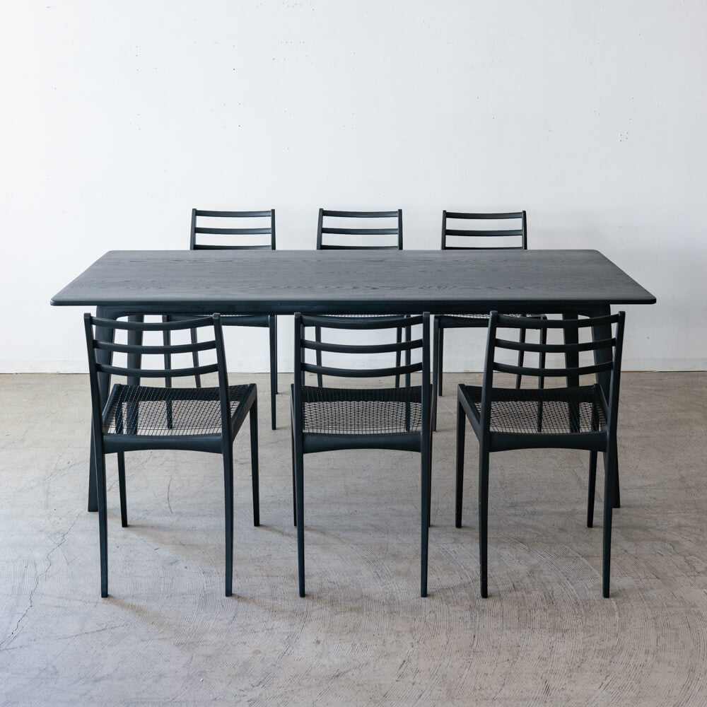 ［現品SALE］ELEGANCE ダイニング7点セット テーブル180/ チェア×6 ホワイトアッシュ材 Black