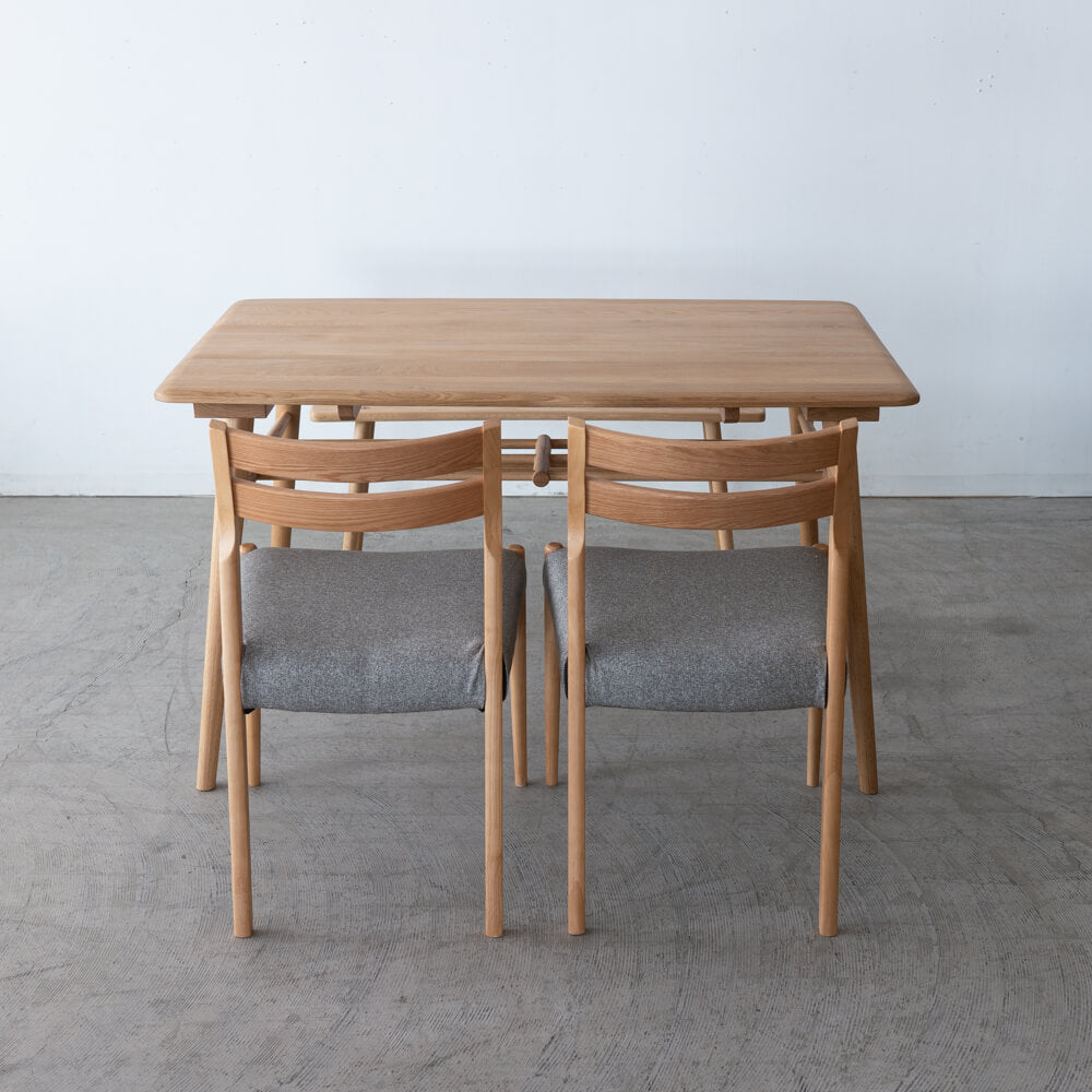 【展示品廃盤特価】Cielo ダイニング4点セット テーブル / エースチェアPVC BK×2 / ベンチ（ホワイトオーク無垢材 オイル仕上げ）