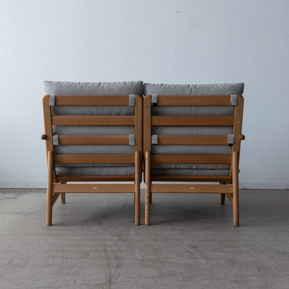 ［飛騨産業アウトレット］リビングチェア L-Chair / SD16LN（左肘）・SD16RN（右肘）オーク材オイル仕上げ Eランク テソドLGR