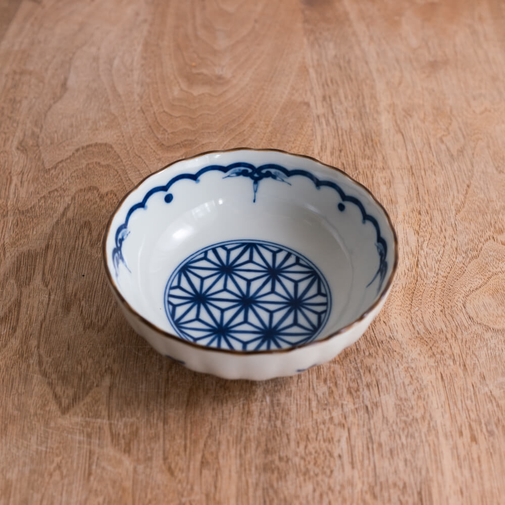 吉祥小紋 麻の葉 菊割4.5鉢