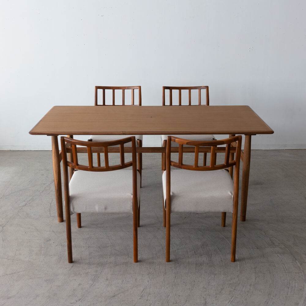 ［数量限定SALE］新品 EDDA ダイニング5点セット DT33105Q + チェア 201（チーク・アカシア / オイル）