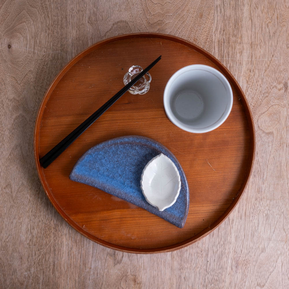 貫入青磁 半月銘々皿