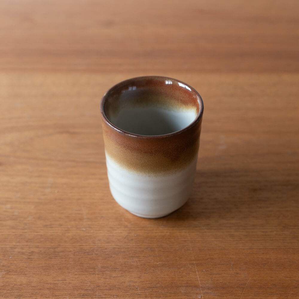 淵塗分 切立長湯呑み (茶)