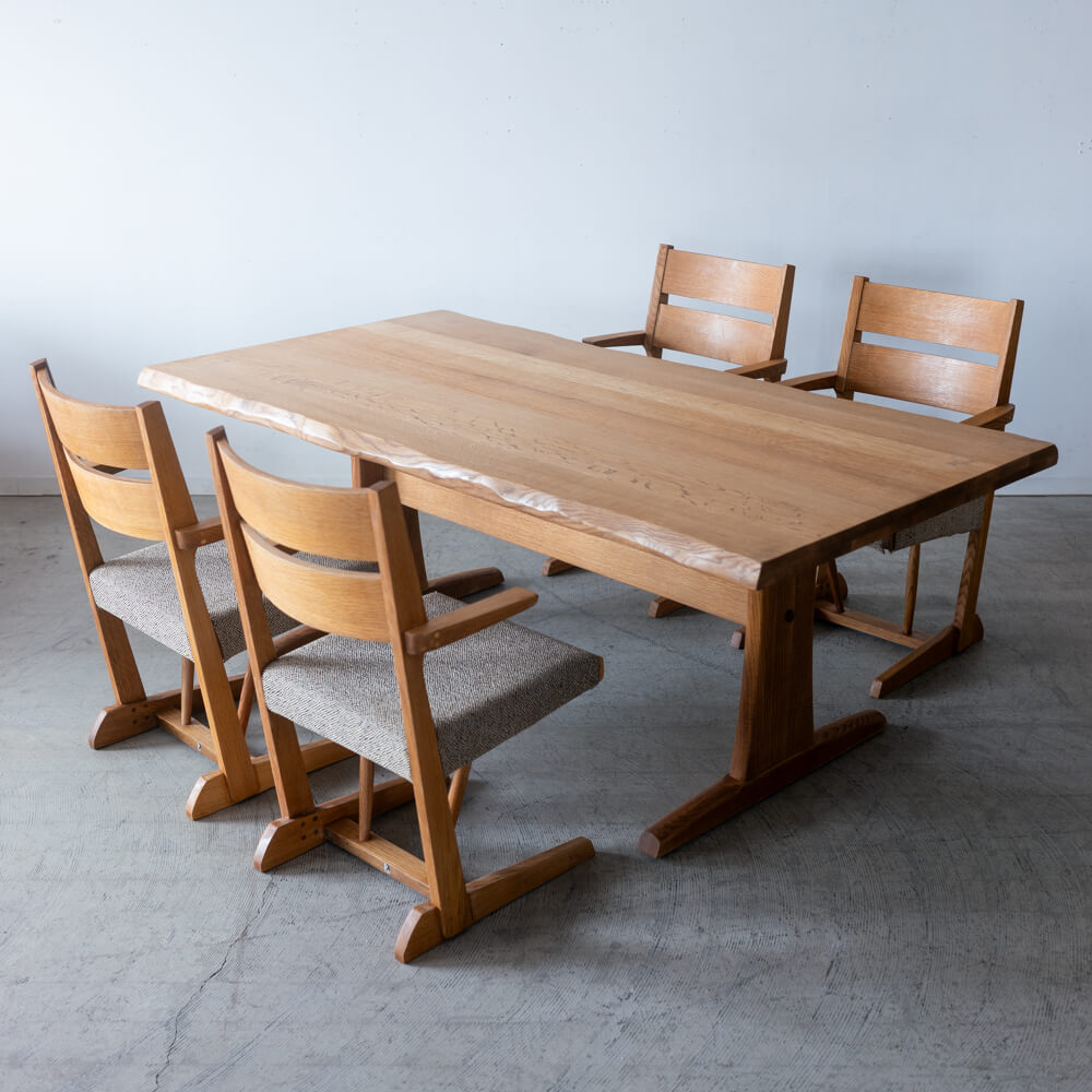 ［現品SALE｜再生家具］飛騨産業 木かげ ダイニング5点セット ホワイトオーク（180cmテーブル＋チェア4脚／オイル仕上げ）