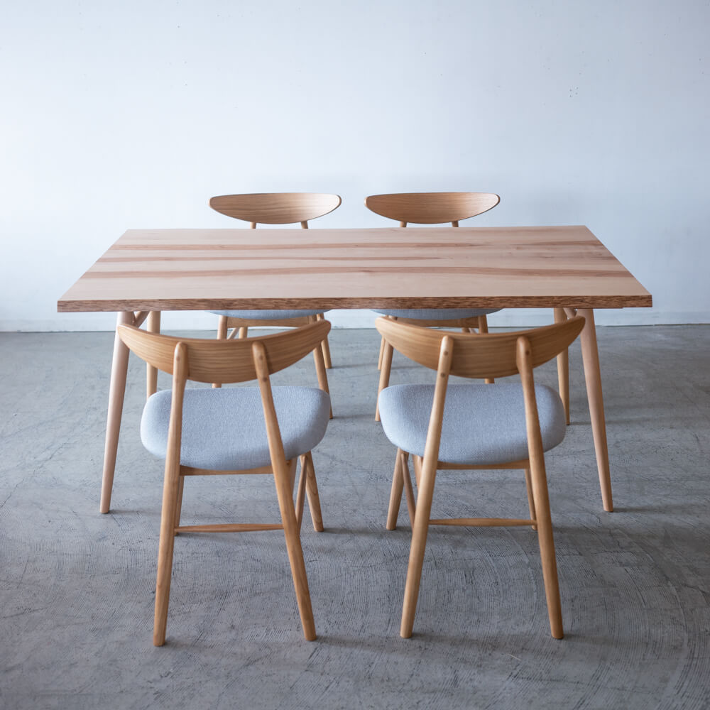【現品SALE】国産材ダイニング5点セット moricara ミズメザクラハギテーブル 160cm＋レヴィチェア OAK グレイミスト