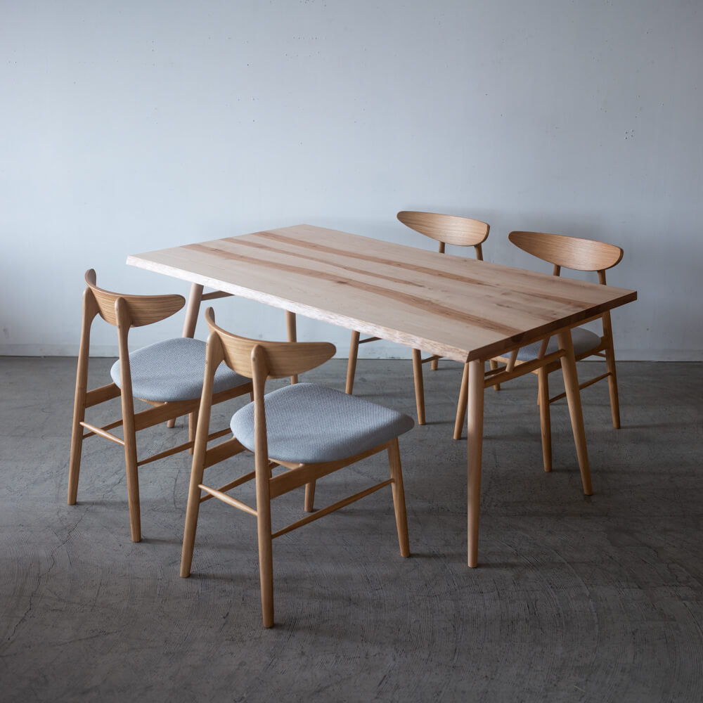 【現品SALE】国産材ダイニング5点セット moricara ミズメザクラハギテーブル 160cm＋レヴィチェア OAK グレイミスト