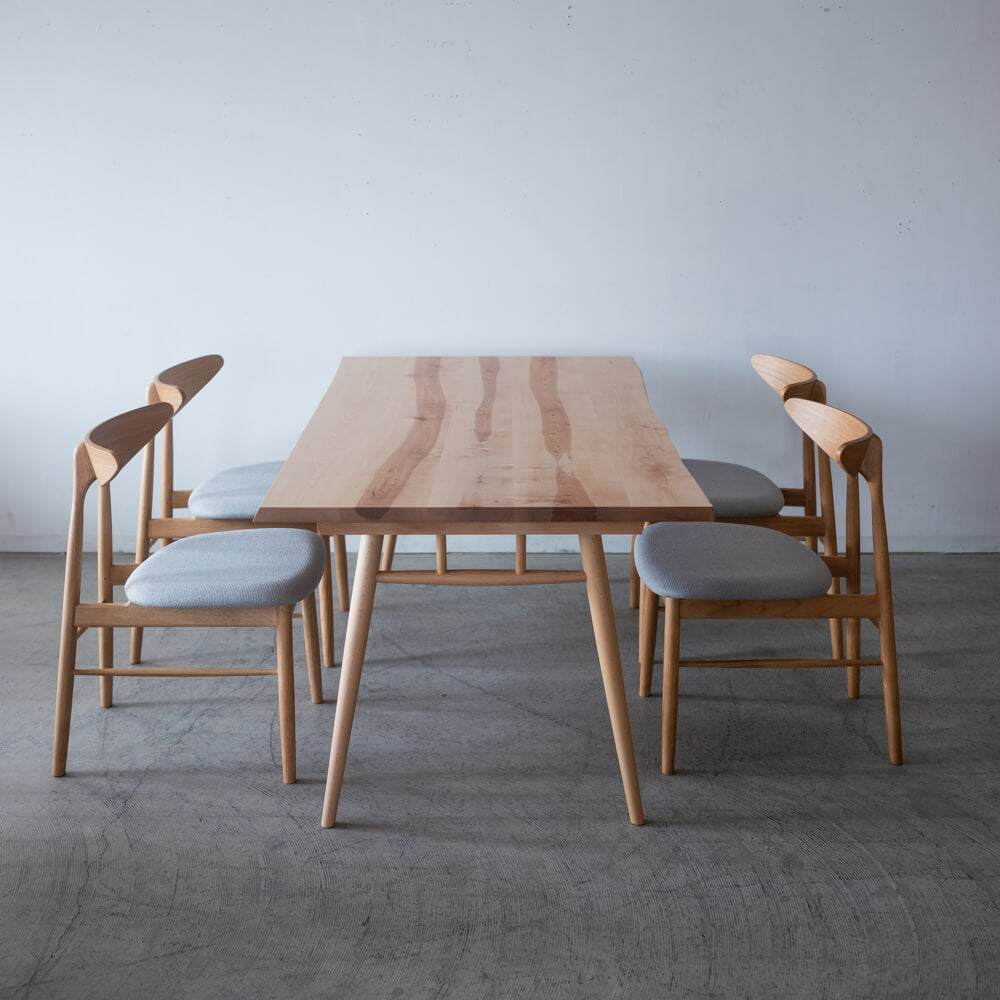 【現品SALE】国産材ダイニング5点セット moricara ミズメザクラハギテーブル 160cm＋レヴィチェア OAK グレイミスト