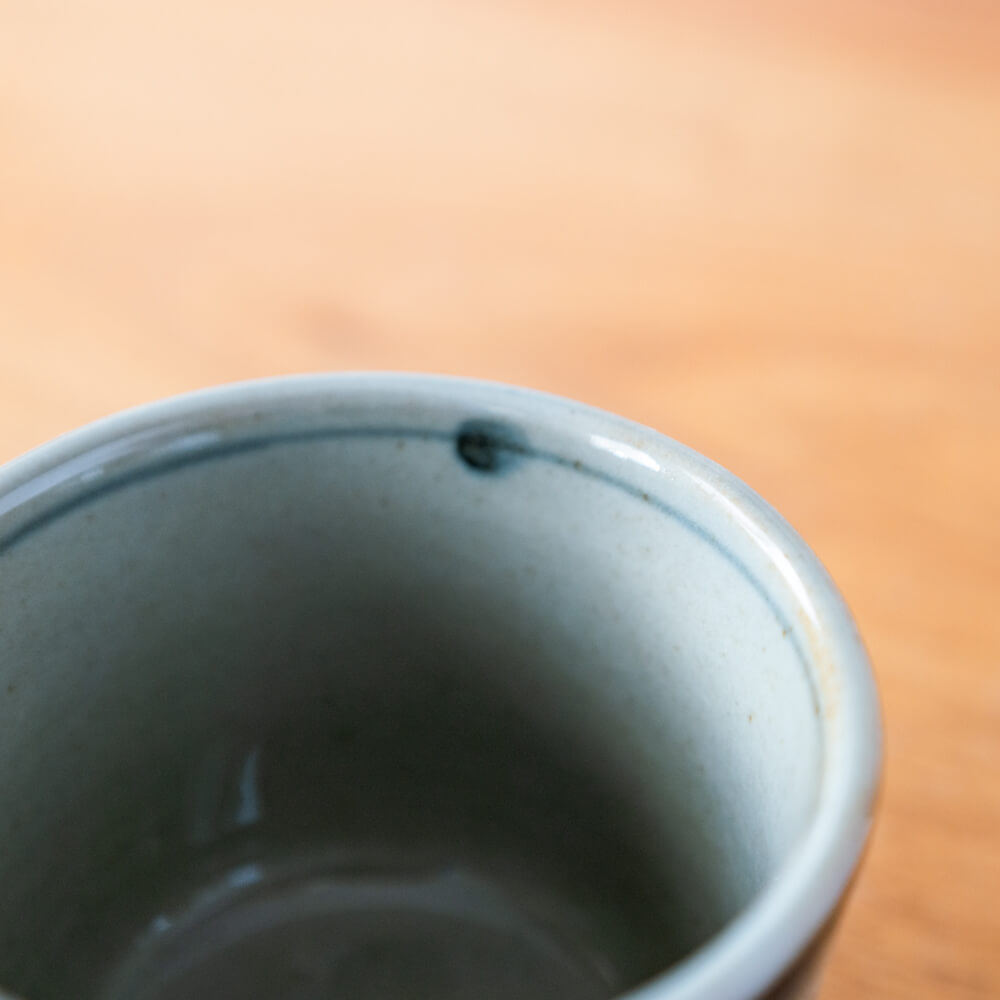 灰釉 青リム 茶碗蒸し
