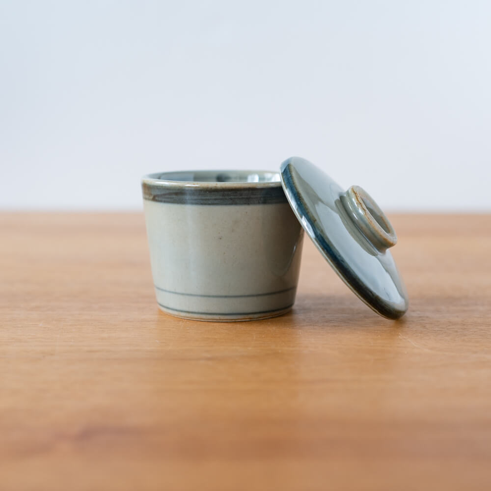 灰釉 青リム 茶碗蒸し