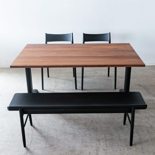 ［現品SALE］ダイニング4点セット DT605-5S4A70 WN/BK 150cm｜MILE_STONEチェア2脚＋VILLAベンチ