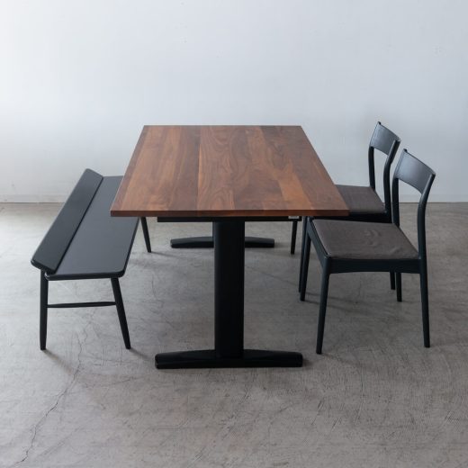 ［現品SALE］ダイニング4点セット DT605-5S4A70 WN/BK 150cm｜MILE_STONEチェア2脚＋VILLAベンチ
