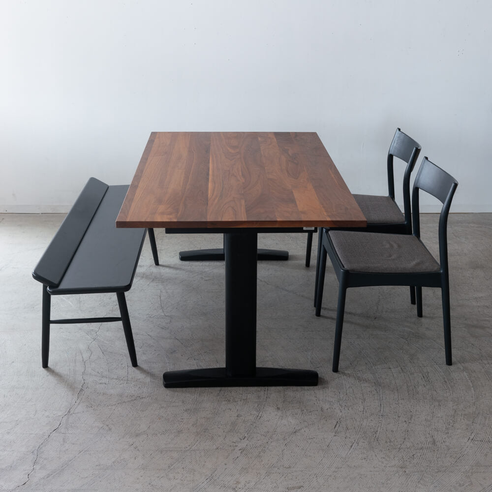［現品SALE］ダイニング4点セット DT605-5S4A70 WN/BK 150cm｜MILE_STONEチェア2脚＋VILLAベンチ