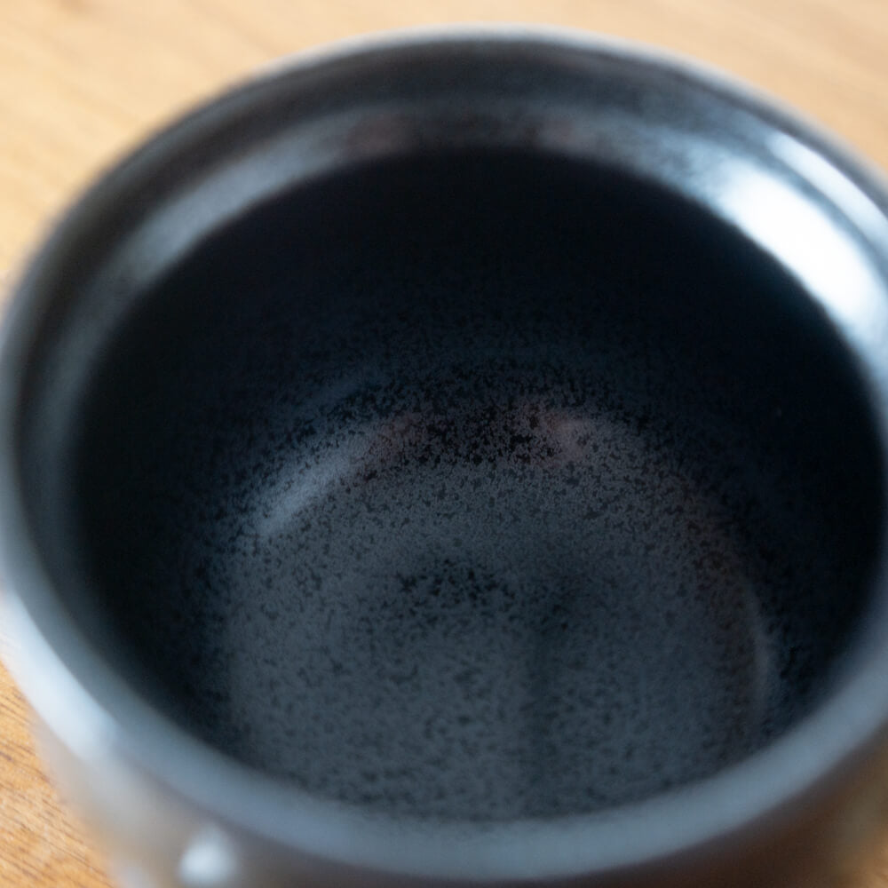 【WEB限定】黒釉白流し8cm蓋付き壺 -器市-