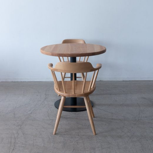 【現品SALE】タモ無垢材 円形ダイニング3点セット φ80cm｜アップサイクルテーブル＋TOTTO NAチェア2脚