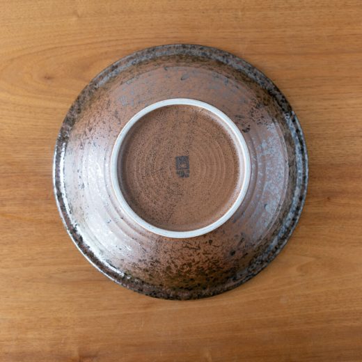 灰釉スリ目紋 円9.5盛皿