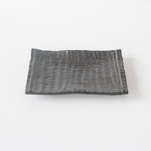 縦筋焼物皿 茶いぶし