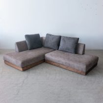 【廃盤SALE】LEPO サイドボード90｜タモ無垢材・ダーク／ミストガラス（シンフォニー）［工具不要組み立てオプション付］